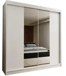 SCHWEBET&Uuml;RENSCHRANK LUCENZA 200/216/61 cm 2-t&uuml;rig mit Spiegel Wei&szlig;