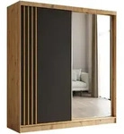 SCHWEBET&Uuml;RENSCHRANK NELVIA 200/216/61 cm 2-t&uuml;rig mit Spiegel Eiche Artisan