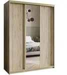 SCHWEBET&Uuml;RENSCHRANK TAVI 150/205/60 cm 3-t&uuml;rig mit Spiegel Sonoma Eiche