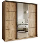 SCHWEBET&Uuml;RENSCHRANK VARO 180/205/60 cm 3-t&uuml;rig mit Spiegel und Schubladen...