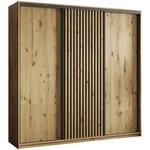 SCHWEBET&Uuml;RENSCHRANK VONTE 180/205/60 cm 3-t&uuml;rig mit Lamellen Eiche Artisan