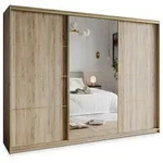 SCHWEBET&Uuml;RENSCHRANK VARO 250/205/60 cm 3-t&uuml;rig mit Spiegel und Schubladen...