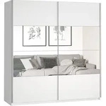SCHWEBET&Uuml;RENSCHRANK BETTINA 200/210/61 cm 2-t&uuml;rig mit Spiegel Wei&szlig;