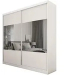 SCHWEBET&Uuml;RENSCHRANK AZZURRA 200/216/61 cm 2-t&uuml;rig mit Spiegel Wei&szlig;