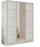SCHWEBET&Uuml;RENSCHRANK PINA 160/205/58 cm 3-t&uuml;rig mit Spiegel und 4 Schubladen...