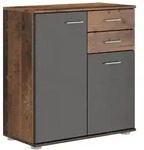 KOMMODE MICHELE 71/75/35 cm mit 2 Schubladen 2 T&uuml;ren Braun