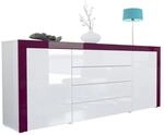 SIDEBOARD La Paz Wei&szlig; Hochglanz / Brombeer Hochglanz