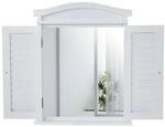 WANDSPIEGEL MIT FENSTERL&Auml;DEN Reinwei&szlig;