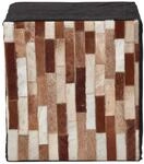 PATCHWORK-HOCKER Leder-W&uuml;rfel schwarz-braun, 36/36/38 cm