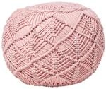 POUF rosa im Makramee-Stil, 40/40/35 cm