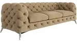 CHESTERFIELD-SOFA 3-Sitzer Laura Beige Samt