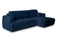 ECKSOFA SENTI K R-S Blau Pl&uuml;sch-Stoff mit Schlaffunktion