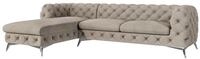 ECKSOFA Chesterfield Laura Dunkle Creme Samt