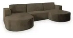 WOHNLANDSCHAFT VEZZO M Beige Velours-Stoff mit Schlaffunktion