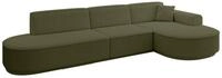 ECKSOFA Ottomane Rechts MARI-L2-v3 - 328x171x83 cm Gr&uuml;n Boucl&eacute;