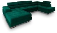 WOHNLANDSCHAFT CASONE R-S Gr&uuml;n Velours-Stoff mit Schlaffunktion