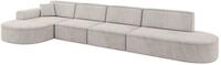 ECKSOFA Ottomane Links MARI-L3 - 413x171x79 cm Hellbraun Velours