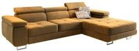 ECKSOFA ELMA R-S Gelb Velours-Stoff mit Schlaffunktion