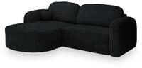ECKSOFA AMILIA L-S Schwarz Boucle-Stoff mit Schlaffunktion