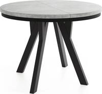 ESSTISCH Strato Black runder ausziehbarer, Beton grau 80-160/80/77 cm