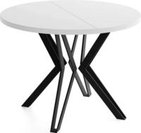 ESSTISCH Revena runder ausziehbarer, Wei&szlig; 120-200/120/76 cm