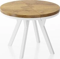 ESSTISCH Lume Wei&szlig; runder ausziehbarer, Lancelot Eiche 100-200/100/76 cm