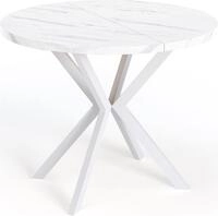 ESSTISCH Della runder ausziehbarer, Marmor Wei&szlig; 120-200/120/76 cm