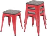 HOCKER HOLZ-SITZFL&Auml;CHE Rot 4er-Set