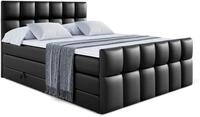 BOXSPRINGBETT RICAR-Z KING - 160 x 200 - H3/H4 - Schwarz Hochglanz