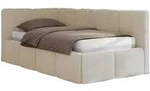 JUGENDBETT ARVO 90/200 - Creme Pl&uuml;sch - Pocket-Matratze - Links Seite
