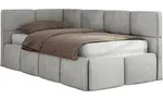 JUGENDBETT ARVO 90/200 - Hellgrau Velvet - Multipocket-Matratze - Links Seite