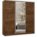 SCHWEBET&Uuml;RENSCHRANK TARI 200/205/58 cm 3-t&uuml;rig mit Spiegel und 4 Schubladen