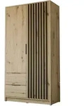 KLEIDERSCHRANK NELA, zweit&uuml;rig mit Lamellen, 105 cm, Artisan/Schwarz