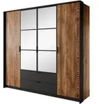 DREHT&Uuml;RENSCHRANK MILANO 223,2/210/59 cm 4-t&uuml;rig mit Spiegel Nussbaumfarben