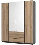 DREHT&Uuml;RENSCHRANK CAGLIARI 200/239/61,9 cm 4-t&uuml;rig mit Spiegel Schwarz