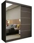 SCHWEBET&Uuml;RENSCHRANK MIRELLA 200/216/61 cm 2-t&uuml;rig mit Spiegel Grau