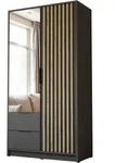 KLEIDERSCHRANK NELA, zweit&uuml;rig mit Lamellen und Spiegel, 105 cm,...