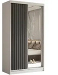 SCHWEBET&Uuml;RENSCHRANK LAMELLO 120/216/61 cm 2-t&uuml;rig mit Spiegel Wei&szlig;