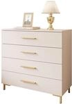 KOMMODE LINA KASCHMIR 4S mit Schubladen und LED-Beleuchtung Goldene Beine und Griffe