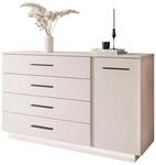 KOMMODE LINA KASCHMIR II 1D4S mit LED-Beleuchtung Schwarze Griffe