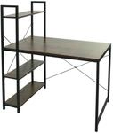 SCHREIBTISCH MIT REGAL eckig Braun