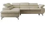 ECKSOFA PABLO L Beige Schenille glatt - Links Seite