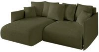 ECKSOFA Ottomane links ONESK-L 216x177x72 Gr&uuml;n Boucl&eacute;