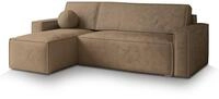 ECKSOFA RAVELO M Beige Velours-Stoff mit Schlaffunktion
