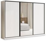 SCHWEBET&Uuml;RENSCHRANK TARI 250/205/58 cm 3-t&uuml;rig mit Spiegel und Schubladen...