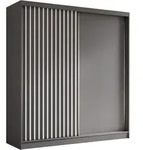 KLEIDERSCHRANK mit furnierten Schiebet&uuml;ren und Aluminium-Leisten - LABELO -...