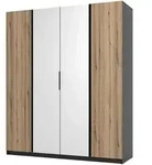 DREHT&Uuml;RENSCHRANK CAGLIARI 200/239/61,9cm 4-t&uuml;rig mit Spiegel Schwarz