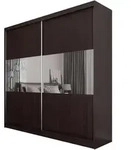 SCHWEBET&Uuml;RENSCHRANK ROSALIA 200/216/61 cm 2-t&uuml;rig mit Spiegel Wengefarben