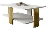 COUCHTISCH SAPHIRA GOLD mit Ablageboden, Wei&szlig; matt