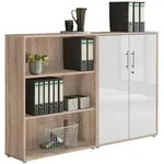 Aktenschrank Office Edition Sw Set 1 niedrig Eiche/Wei&szlig;